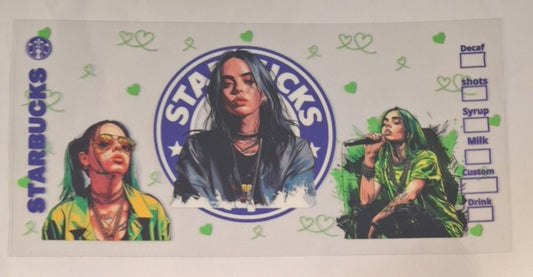 Billie Eilish Double Sided 16oz Libbey Cup Wrap