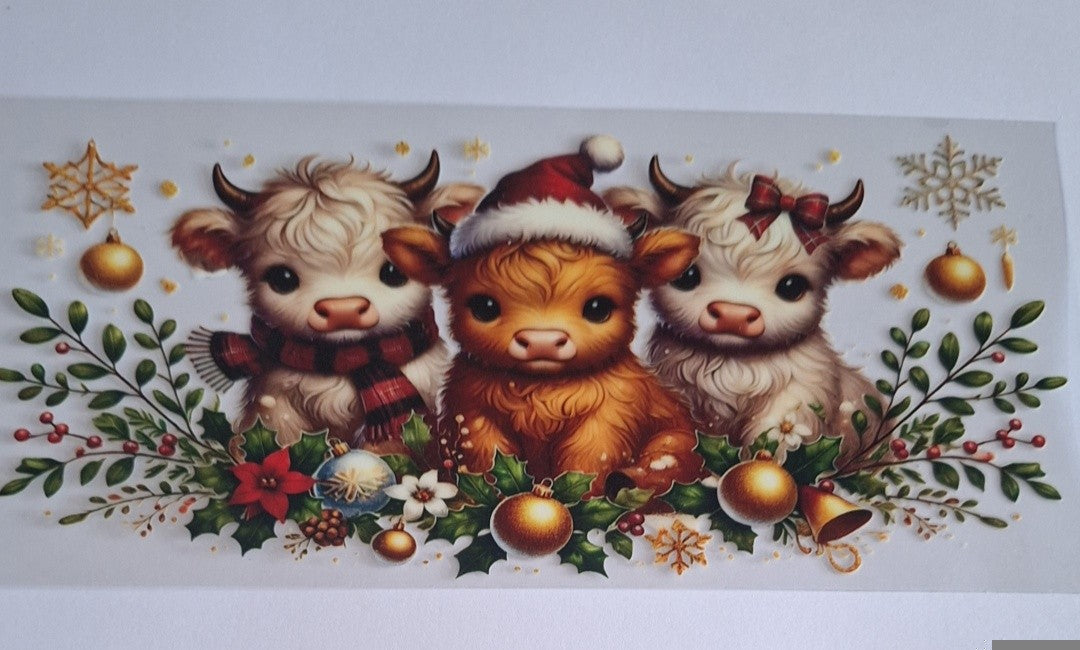 Christmas cow 16oz libbey cup wrap