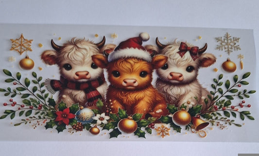 Christmas cow 16oz libbey cup wrap